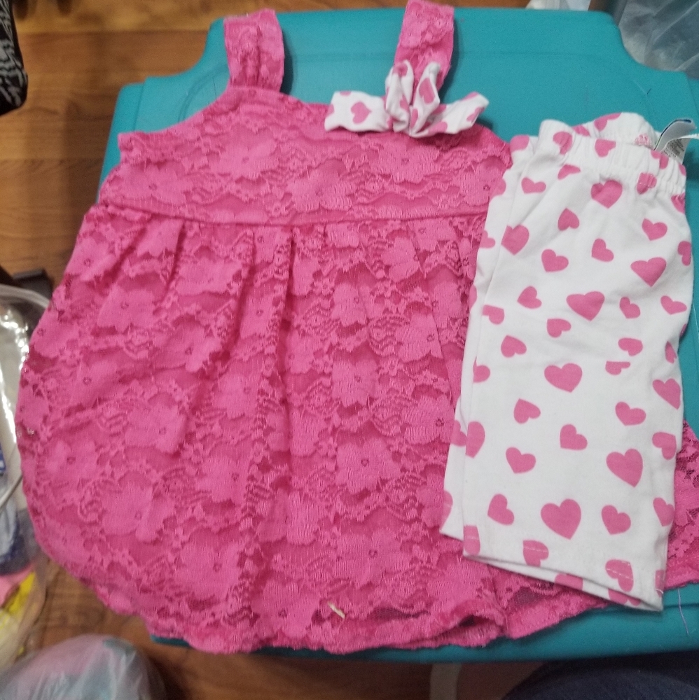 Pink lace tank and matching shorts